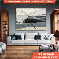 Tranh treo tường, Large Abstract Painting,Original Black Painting Gray Painting, Minimalist Abstract