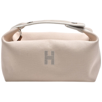 HERMES 經典Trousse Bride-A-Brac帆布拉鍊手提盥洗包(小-米色)