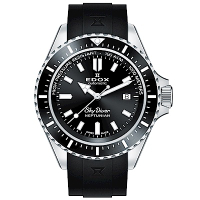 EDOX SkyDiver 海神波賽頓 1000米潛水機械錶 母親節送禮推薦-黑(E80120.3NCA.NIN)