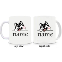 Customized Name Puppy Pug Dog Mugs Huskies Coffee Mugen Valentines Day Gift for Mom Kids German Shepherd Cups Handle Drinkware