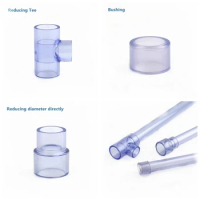 1PC 20~50mm UPVC Transparent Straight Tee Bushing Reducing Connector Aquarium Water Supply Tube Garden Irrigation Pipe Fittings