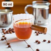 Top Produk - KESOTO Gelas Takar Kopi Espresso Shot Measuring Cup Wooden Handle - 90ml