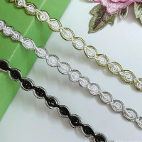 5yards White Gold/Silver Braided Lace Trim Sewing Centipede Ribbon For Clothing Costume Accessories DIY Appliques Curve Lace