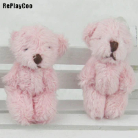 100PCS/LOT Mini Teddy Bear Stuffed Plush Toys Small Bear 4.5cm pink Stuffed Toys pelucia Pendant Kids Birthday Gift PartyGMR033