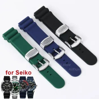 20mm 22mm Watch Band for Seiko No. 5 SKX007 SKX009 SRP777J1 Prospex Waterproof Diving Silicone Bracelet Sports Strap Metal Ring