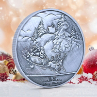 圣誕書包掛飾紀念硬幣古銀幣 圣誕老人平安夜禮物金幣銀幣鑰匙扣