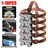 5 LED Headlamp Strong Light Headlight Built in 18650 Battery USB Rechargeable Outdoor Camping Fishing Adventure Head Flashlight