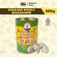 Herring Brand Jamur Kancing Kaleng 400 gram Halal Whole Mushroom