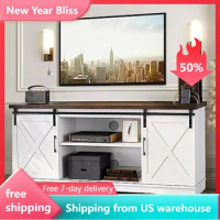 Barn Doors TV Stand With Storage and Shelves Farmhouse TV Stand for 65 Inch TV Entertainment Center Media Console Cabinet