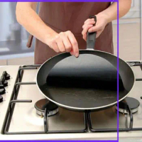 2pcs Reuseable Non-stick Mat Pan Fry Liner Sheet Cooking Wok Sheet Pad Kitchen BBQ Baking Mats Cooking Tool Round