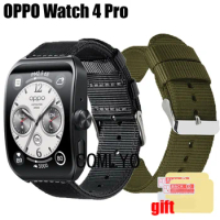 3in1 Wristband for OPPO WATCH 4 PRO Strap Smartwatch Band Nylon Canva Belt Screen Protector