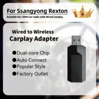 Mini Apple Carplay Adapter Car OEM Wired Car Play To Wireless Carplay Smart AI Box for Ssangyong Rexton USB Dongle Plug and Play