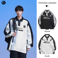 Sweatshirt Crewneck HALF ZIPP Rugby Kombinasi Pria Wanita sweater kerah uniseks Jaket Couple Pasanga