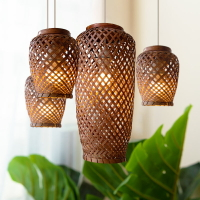 創意個性竹編吊燈日式禪意燈具餐廳客棧民宿客廳原生態藝術造型燈
