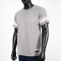 Champion [AO300-95H] 男 短袖上衣 T恤 美規 頂級 條紋 舒適 混紡 棉質 穿搭 運動灰