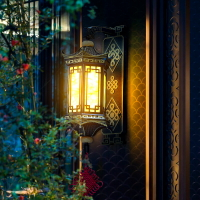 中式LED 壁燈門頭燈大門燈戶外防水防銹花園燈別墅燈太陽能庭院燈