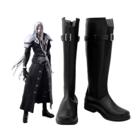 Final Fantasy7 Remake Sephiroth Cosplay Boots Black Leather Shoes Custom Made