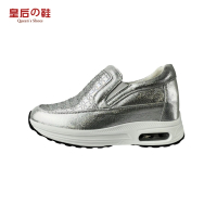 皇后的鞋 超纖水鑽氣墊休閒鞋-銀色款(輕量/氣墊/內增高)