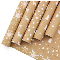 Giấy gói hàng tùy chỉnh, giấy kraft, giấy phủ lớp, giấy gói quà Giáng Sinh hình hoạt hình, hộp quà s