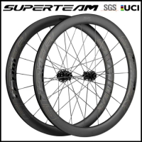 SUPERTEAM WHEELS Carbon Fiber Wheelset 50mm Road Disc Brake Carbon Spoke Wheels Tubeless UCI Racing Wheelset