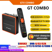 GTMEDIA GT COMBO Android 9.0 TV BOX+DVB-S/S2/S2X,DVB+T/T2/Cable/ATSC-C(J.83B)/ISDBT 4K Android BOX 4:2:2 2+16GB System is GT UI