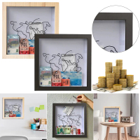 Map Photo Frame Deposit Box Wooden 2024 Adventure Archive Travel Shadow Box Clear Funny Travel Keeps