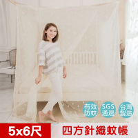 【凱蕾絲帝】雙人5尺針織蚊帳100%台灣製造大空間專用(米白-開單門)