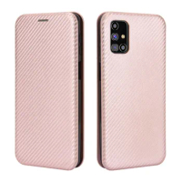 Luxury Carbon Fiber PC Leather Built-In Magnetic Flip Case For Samsung Galaxy M31S M31 M21 M11 Hard Cover