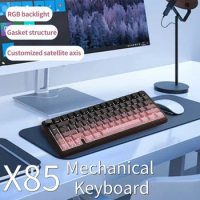 X85 Gaming Keyboard Gasket Spring Hot-Swappable Keyboard Bluetooth-Compatible 2.4GHz RGB Tri-Mode Personalized Keypad PBT Keycap