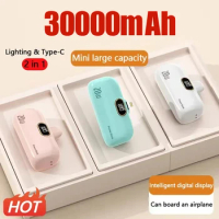 Mini Power Bank 30000mAh Portable Mobile Phone Charger External Battery Power Bank Plug Play Type-C For iPhone Samsung Huawei
