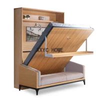 Living Room Folding Bed Hardware accessories with Sofa and Murphy Bed with Storage Cabinet