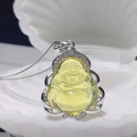 【勝弘珠寶】多明尼加藍珀彌勒佛項鍊