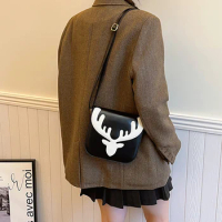 Women Fashion Crossbody Bag Versatile Christmas Satchel Hobo Bag Elk Crossbody Sling Bag Leather Shoulder Bag Xmas Candy Bag
