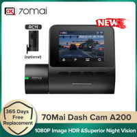 70mai Dash Cam A200 Dual-channel Record 1080P HDR 2'' IPS Screen 24H Parking Monitor 70mai Car DVR A200 130° FOV