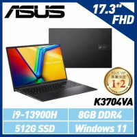 (拆封福利品) ASUS K3704VA-0052K13900H 黑 17.3吋筆電 (i9/8G/512G SSD)