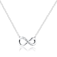 Sparkling Infinity Collier Necklace Genuine 925 Sterling Silver Clear CZ Necklaces &amp; Pendants for Women Jewelry Wholesale