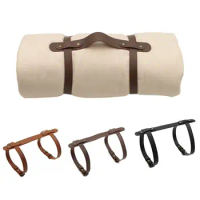 Adjustable Blanket Carrying Strap Durable Picnic PU Leather Blanket Holder Travel Rug Yoga Mat Strap