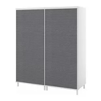 lemari pakaian dg 2 pintu geser, putih Larkollen/abu-abu tua, 160x57x191 cm