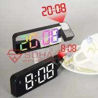 JD-8013 Jam Digital Proyektor LED Rainbow Jam Meja Smart Alarm SNOOZE Clock LED Besar Fitur Snooze S