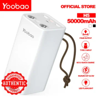 Yoobao H5 50000mAh Power Bank 185Wh Four Output SCP 22.5W PD20W Multi-Function High Capacity Fast Charging with LED Flashlight