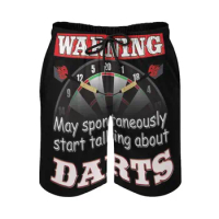 Darts Fan Gift Idea Funny-May Talk About Darts Men'S Swim Trunks Quick Dry Volley Beach Shorts With Pockets For Men'S Darts