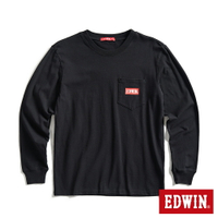 EDWIN 口袋BOX LOGO長袖T恤-男裝 黑色 #503生日慶