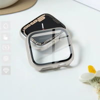 Glass+Cover For Apple Watch case 44mm 40mm 45mm 41mm 42mm 38mm iWatch Accessorie Screen Protector Apple watch serie 3 4 6 SE 7 8