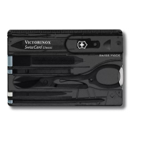 【Victorinox 瑞士維氏】瑞士刀 SWISS CARD CLASSIC瑞士卡 10用-透黑(0.7133.T3)