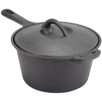 Cast Iron Saucepan, Non-Stick Pan With Lid Cast Iron Deep Pan, Suitable For Induction, Electric And Gas Hobs