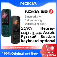 Original Nokia 215 4G Feature Phone Dual SIM Card 2.4 Inch Bluetooth 5.0 Wireless FM Radio 1150mAh Push-button Mobile Phone