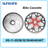 SUNSHINE 9 Speed Cassette Freewheel 11-25T/28T/32T/40T/42T/46T/50T Bicycle Cassette Freewheel MTB Bike Sprocket for SHIMANO SRAM