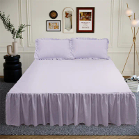 Korean Style Bed Skirt Single Piece Bed Cover Non-Slip Bed Cover Single Double Bed Skirt Style Bed S