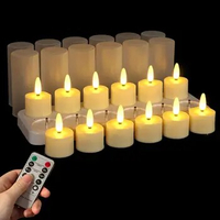 Set of 12 LED Rechargeable Tea Lights 3D Flame Candles Remote controlled with Timer Votive Candle for Wedding Christmas Party ta
