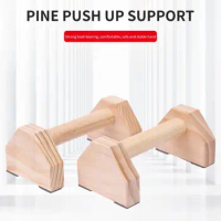 Push Up Stands Pine Wood Push-up Bar Rubber Pad Anti Crack Great Triangle Support Wood Parallettes